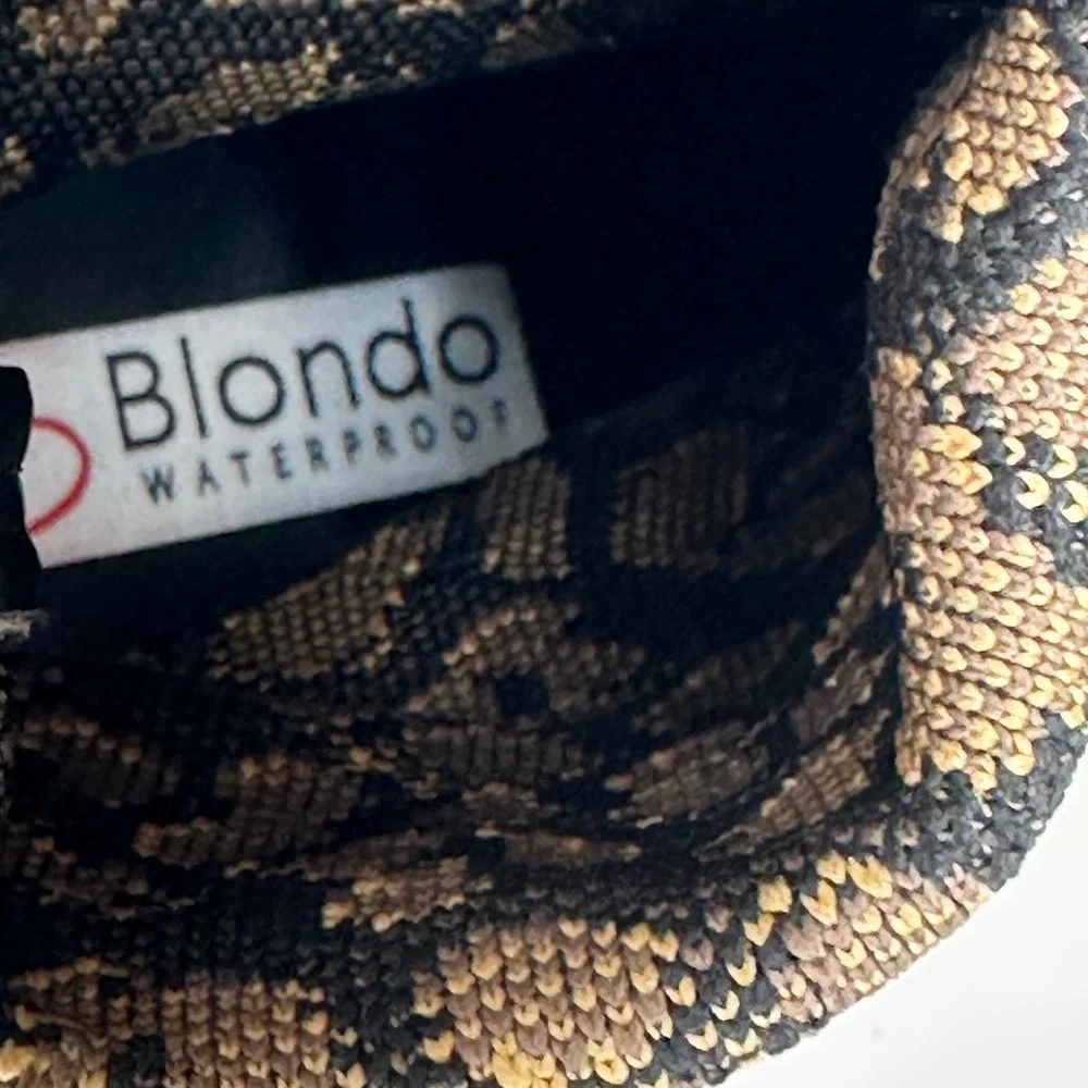 Blondo Leopard Print Waterproof Sock Booties‎ Block Heel Size 9.5/39 READ